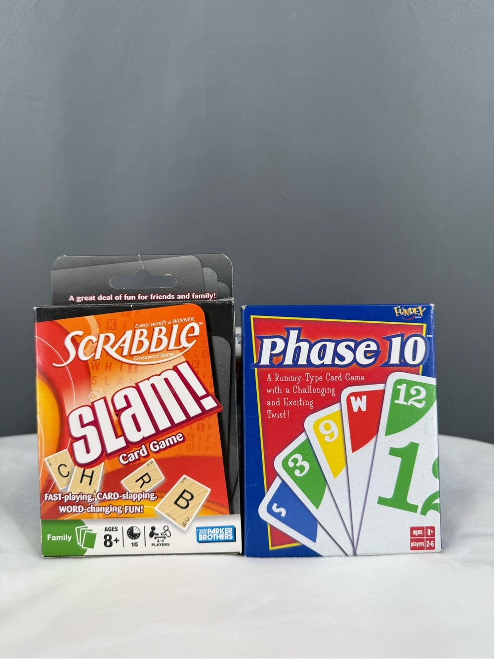 Card games scrabble and phase 10